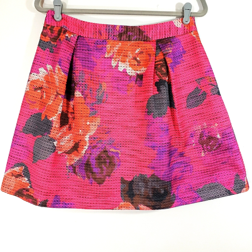 Trina Turk Hot Pink Floral Mini Skirt